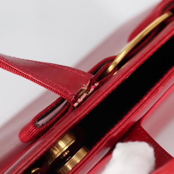 Salvatore Ferragamo Vala Hand Bag Leather 2way Red Gold Auth BA5145 - Picture 8 of 16